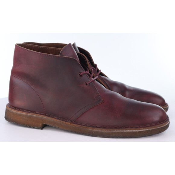 Clarks Original Men\'s Desert Boots Size 11.5 M Leather Crepe Soles Burgundy main image 9